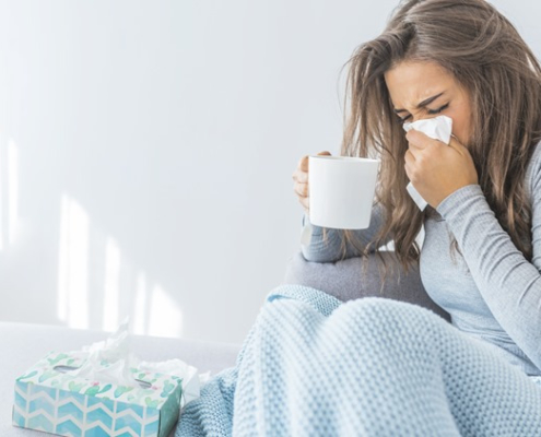 Portrait Of Ill Woman Caught Cold